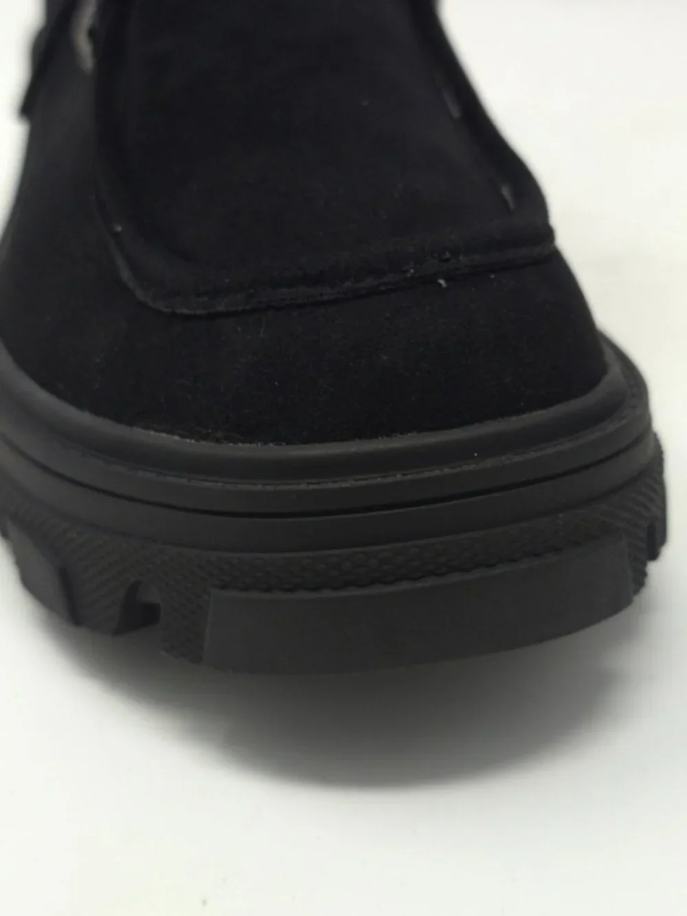 Black Faux Suede Chunky Platform Oxford Casual Lace Up Lug Sole